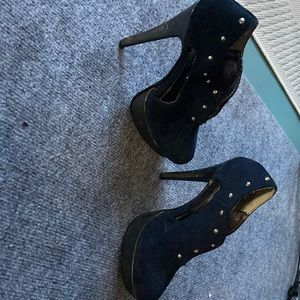 Navy Blue suede stiletto pumps